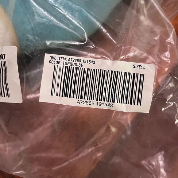 NEW Denim & Company Large Winter Coat Jacket 2 Pockets Fuzzy Button Turquose - Picture 9 of 15